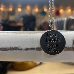 Two-sided horse necklace, live laugh, love ride